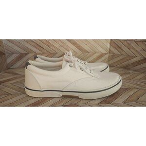 Men White Sperry Top Sider halyard cvo  Canvas Boat Sneaker Shoe Size 11 44.5